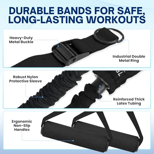 Pull Up Assistance Bands, Heavy Duty 300 lb Pull Up Bands Assistance Bands, 4 Adjustable Resistance Bands, Padded Handles, Foam Foot Cradle, Anchor Strap for Chin Ups, Dips & Strength Training - color: Black