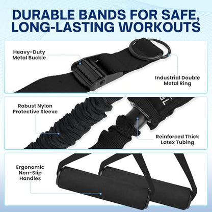Pull Up Assistance Bands, Heavy Duty 300 lb Pull Up Bands Assistance Bands, 4 Adjustable Resistance Bands, Padded Handles, Foam Foot Cradle, Anchor Strap for Chin Ups, Dips & Strength Training - color: Black