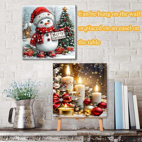 4 Pack Christmas Paint by Numbers Kit for Adults with Framed,Snowman Truck Candle Christmas Tree Paint by Number with Wooden Easel DIY Winter Bonfire Landscape Adult Paint by Number Kits10X12-10x10in - color: 4 Pack Paint by Numbers-0725-1, size: 8x12in w