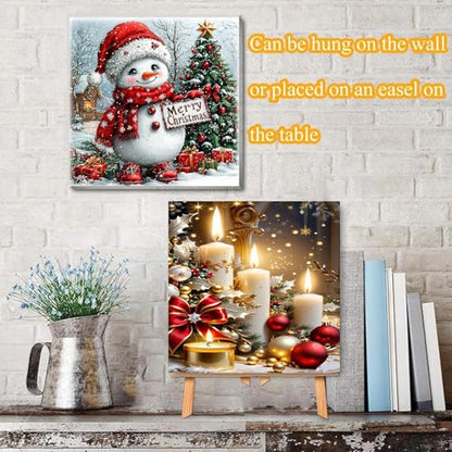 4 Pack Christmas Paint by Numbers Kit for Adults with Framed,Snowman Truck Candle Christmas Tree Paint by Number with Wooden Easel DIY Winter Bonfire Landscape Adult Paint by Number Kits10X12-10x10in - color: 4 Pack Paint by Numbers-0725-1, size: 8x12in w