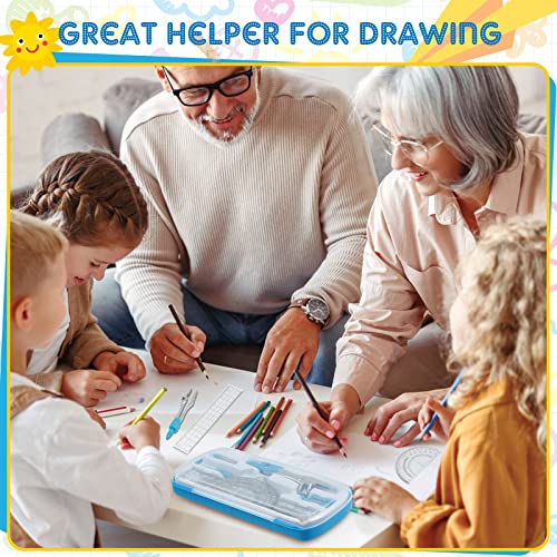 Teling 12 Sets Math Geometry Kit for Students 10 Pcs Compass Geometry Tools Set Includes Rulers Protractor Compass Eraser Pencil Sharpener Lead Refills Pencil (Blue) - color: Blue