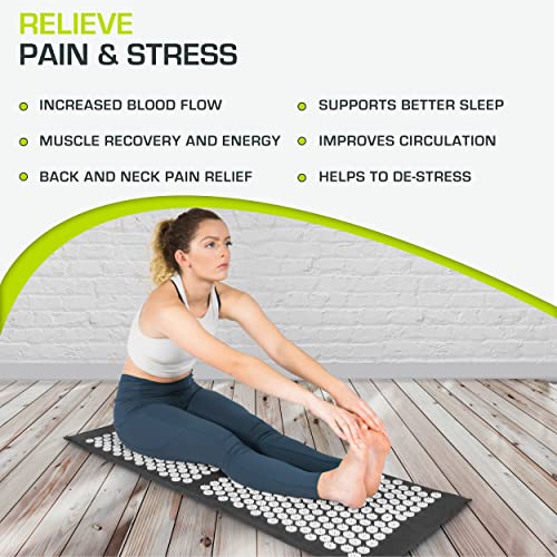 ProsourceFit Acupressure Mat and Pillow Set for Back/Neck Pain Relief and Muscle Relaxation, XL - Black/White - color: Black/White, size: XL