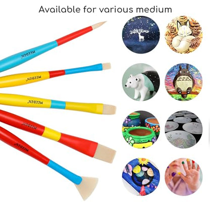 MEEDEN Paint Brushes Set for Kids: Brush Set for Toddlers 5 Pcs | Round Flat & Fan Kids Paint Brush Set for Preschool - Paintbrushes for Acrylic & Washable - Paint Art Supplies for Painters - size: 5 pcs