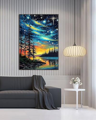 Starry Night Diamond Art Kits for Adults, Crafts 5D Diamond Painting Dot Kit for Adult Beginners, Nature Landscape DIY Round Dots Full Drill Diamonds Paintings Arts for Home Wall Decor Gifts 12X16 In - color: C06