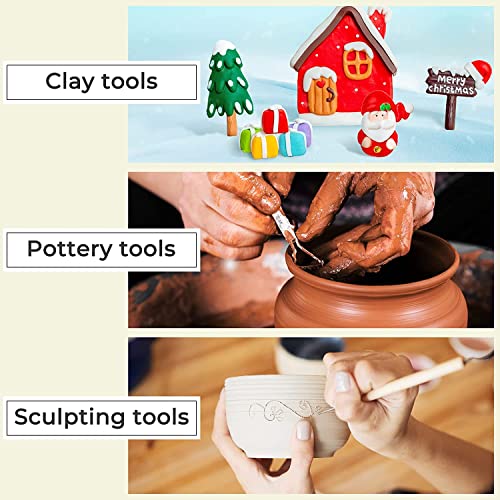Jetmore 12 Pack Clay Tools Kit, Pottery Tools & Sculpting Tools, Polymer Modeling Clay Cutters Sculpture Set for Carving, Ceramics, Molding, DIY | Polymer clay tools support shaping, trimming and detailing, Clay cutters suit ceramics, modeling, molding an