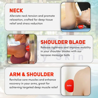 Lacrosse Massage Balls for Deep Tissue Massage - Release Tension Relieve Muscle Soreness Improve Flexibility - Ideal for Myofascial Release Trigger Point Therapy - 2Pack Yoga Balls by Sandine (Red) - color: Red