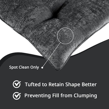 Intelligent Design Foldable Lounge Floor Pillow 27" x 74" Charcoal | Edelia Poly Chenille Soft Sheen Cushion, Tufted Seat for Meditation, Game Playing, Yoga, Reading with Travel Wrap - color: Charcoal