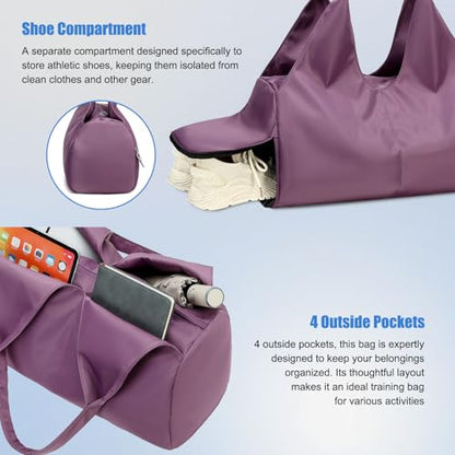 Forestfish Gym Bag For Women With Shoes Compartment & Wet Dry - color: Purple