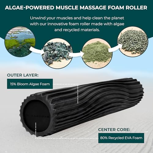 Oceanfoam Soft Tidal Roller (Black & Charcoal Marbled) - Low Density Foam Roller for Physical Therapy, Back Pain, Exercise & Stretching - Wave Textured - Yoga & Wellness - Full Size, 20" x 5" - color: Black & Charcoal Marbled
