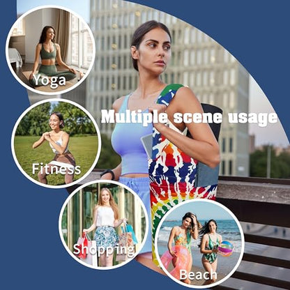 Yoga Mat Bag Carrier for Women with Side Large Pocket Durable Linen Workout Gym Travel Storage Pilates Mats - color: yoga bag - 02
