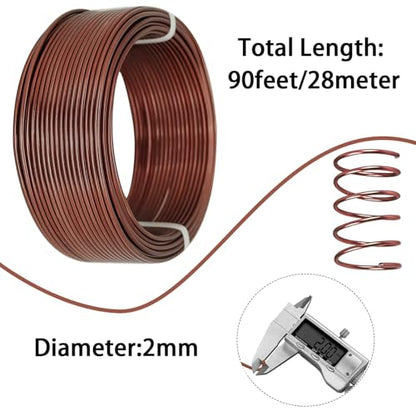 90 Feet Bendable Aluminum Craft Wire 2mm Metal Wire for Sculpting Bonsai Training Doll Skeletons DIY Jewelry Making Armature Making Wire Weaving (Bronze) - color: Bronze