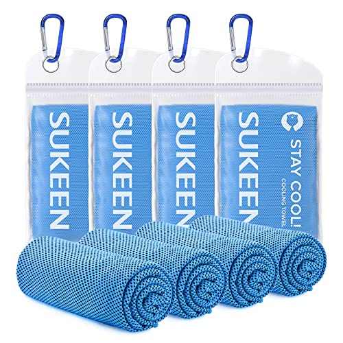 Sukeen 4 Pack Cooling Towels (40"x12") for Neck and Face Instant Cooling | Stay Cool in Hot Weather,Versatility,Soft,Breathable,Durability for Sports,Outdoor activities,Summer works in heat - color: Blue