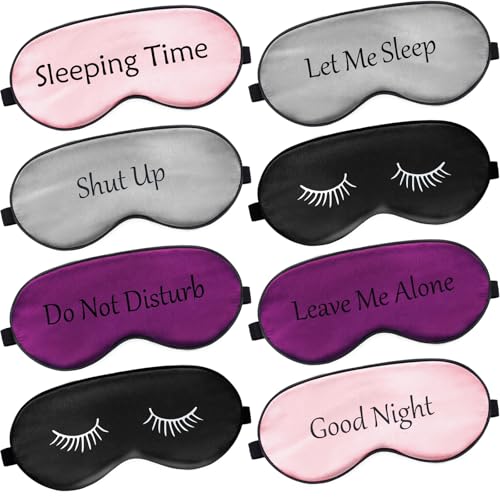 Geyoga 8 Pack Silk Funny Sleep Masks for Women Sleep, Classic Colors - color: Classic Colors