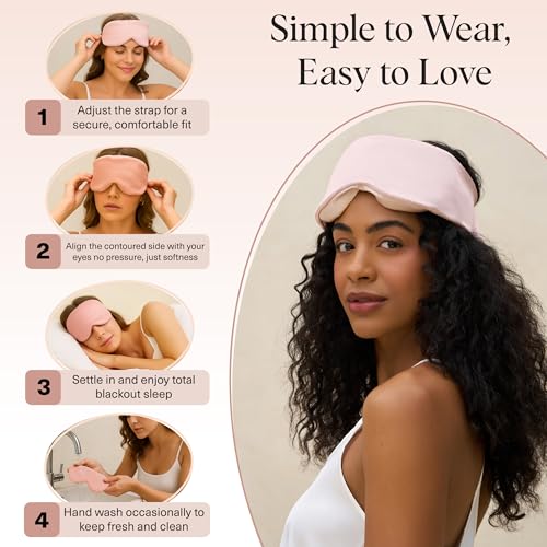 Kitsch Contour Satin Sleep Mask | Eye Masks for Sleep - Blush | Softer Than Silk Sleep Mask, Blindfold Sleep Masks for Women & Men, No Eye Pressure, Lightweight Eye Mask, Travel Essentials - color: Blush