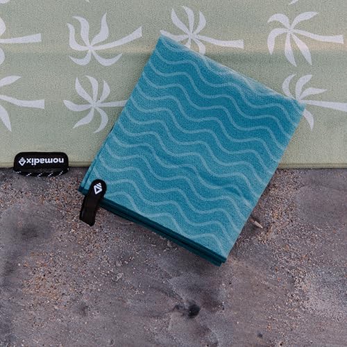 Nomadix Fitness Towel- Microterry Quick-Dry Gym & Yoga Sweat Towel, Odor-Resistant, Ultra Absorbent, Sand & Pet Hair-Resistant, Recycled Material, 30″×16″- Regenerative Black- Regenerative Teal - color: Regenerative Teal
