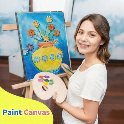 DIY Vase Pre Drawn Canvas Painting Kit, 3-Pack 8x10 Inch Canvas Panels, 40 Tassel Flowers, 8 Acrylic Paints, 3 Brushes & Double-Sided Tape, Creative Art Kit for DIY Projects & Crafting Fun - size: 8"x10"(3-Pack), style: Classic - Vase