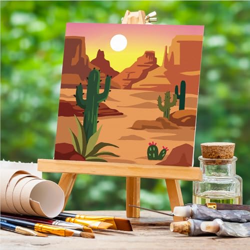 Anseal 12 Packs Pre Drawn Canvas to Paint, 4" X 4" Landscape Pre-Printed Canvas Paint Party for Adult, Stretched Outline Painting Boards for Beginners, Party Favor - style: Landscape