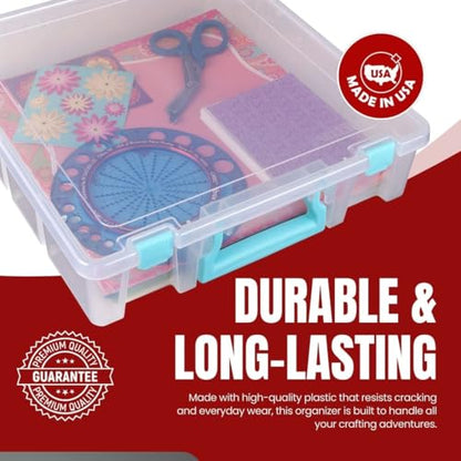 ArtBin Super Satchel 1-Compartment Craft Storage Box, Clear | One Open Compartment, 15.2 x 8 x 6.2 Inches, Secure Latches, Stackable, Clear Durable Polypropylene - color: Aqua Accents