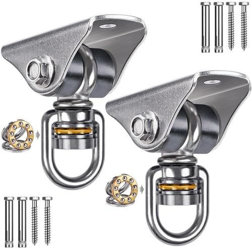 BeneLabel 2 Pack Silent Swing Hanger Heavy Duty Stainless Steel Swing Hook with Swivel Bearing for Hammock Chair, Porch Swing, Yoga Silk, Punching Bag 1000 lbs Capacity - color: 2pcs Silent Swing Hanger With Bearing