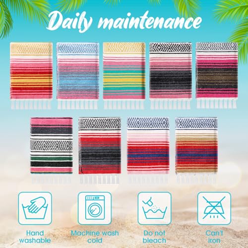 Peryiter 9 Pcs Mexican Yoga Blanket Striped Falsa, 45x70,Pastel Colors - color: Pastel Colors