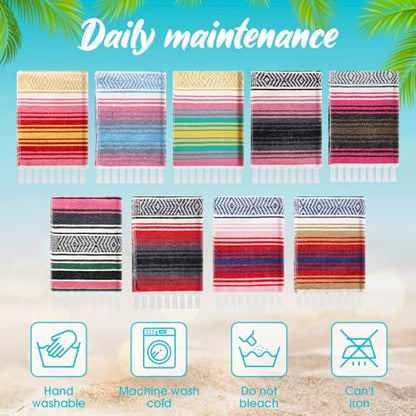 Peryiter 9 Pcs Mexican Yoga Blanket Striped Falsa, 45x70,Pastel Colors - color: Pastel Colors