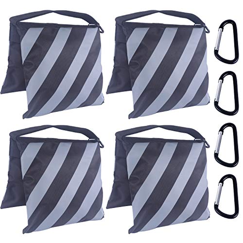 ABCCANOPY Photography Sandbag for Video Stand 4 Packs,Grey(No Sand) | Heavy Duty Weight Bags Zipper Design Aluminum Carabiners PE Sealed Bags Multiple Use for Light Tripod Camping Chair - color: Grey, size: 4 Packs