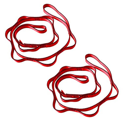 53 Inches Nylon Daisy Chains Rope Climbing Lanyard Straps Looped Strong Slings 23 kN Aerial Yoga Webbing - color: 2PCS Red