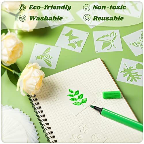 Fainne 100 Pcs 2 Inch Flowers Stencils Small Stencils for Painting | Reusable Craft Stencils, DIY Scrapbook, Wood Wall Fabric Rock Chalkboard Sign Painting, Home Art Decor Projects - style: Flower, Plants