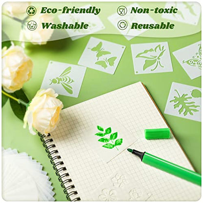 Fainne 100 Pcs 2 Inch Flowers Stencils Small Stencils for Painting | Reusable Craft Stencils, DIY Scrapbook, Wood Wall Fabric Rock Chalkboard Sign Painting, Home Art Decor Projects - style: Flower, Plants