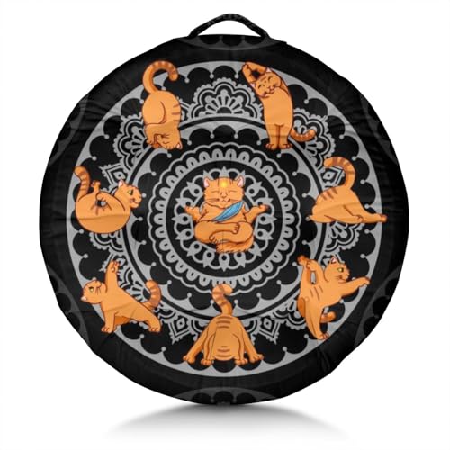 Meditation Cushion, Floor Pillows for Sitting, Meditation Pillow for Tatami Living Room, Yoga Sitting, Floor Pillow in Home & Outdoor, Memory Foam Added, 22x22 Inch - color: Cat Yoga Black, size: Round