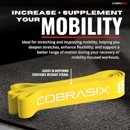 COBRASIX Long Resistance Bands for Working Out | Set of 6 Exercise Bands for Full-Body Training | Pull Up Bands for Home Gym with Handles, Door Anchor and Bar Options | for Men & Women