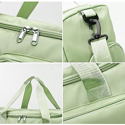 Suruid Gym Bag with Shoe Compartment, Sports Duffle Bag for Women, Green - color: Green
