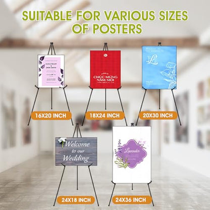 AROIC 63 "Easel Stand for Display, 10 Pack Portable Foldable Metal Easel | Signs Wedding Logos ,Arts, Painting,Adjustable Floor Easels with 10 Storage Bag - style: 10P