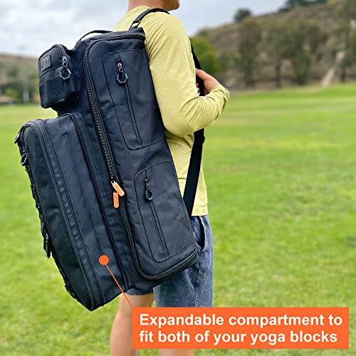 Fitdom Yoga Mat Bag for Women & Men, Large Yoga Gym Duffle with Mat Holder | Expandable Pocket Fits 2 Yoga Blocks with Spacious Storage & Multiple Pockets for Yoga Mats, Pilates, Gym & Workout Gear