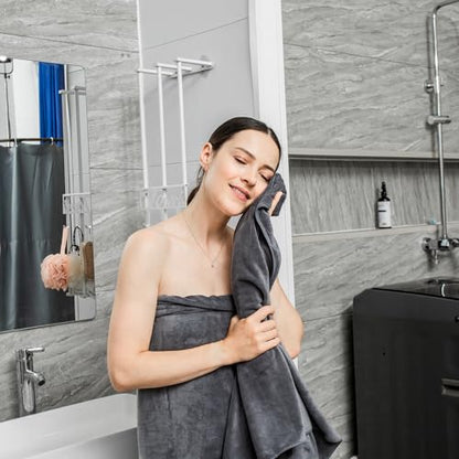 JML Microfiber Bath Towel Set with Hanging Loop, Grey, 30" x 60", 6 Pack - color: Grey, size: 6 Pack-30" x 60"
