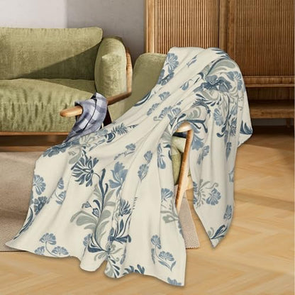 Damask and Paisley Blanket, Navy Flower Soft Lightweight Throw Blanket for Sofa Couch Bed Room 50x60 inch - color: Navy Blue