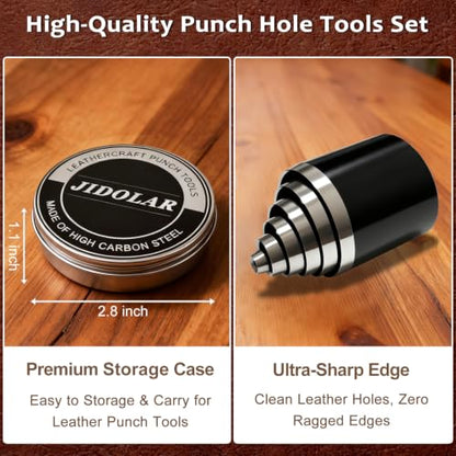 Leather Circle Cutter Tool Set, 13 Pieces Small Circle Punch Tools 1/3/5/7/9/11/13/15/17/19/21/23/25mm, High Carbon Steel Round Cutting Dies - Leather Hole Punch Tool Kit for DIY Leathercrafts - size: 13 Sizes