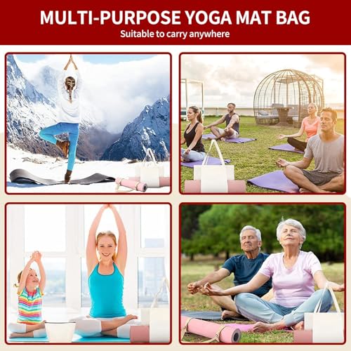 KIGI Canvas Tote Bag with YOGA Mat Carrier Pocket for Gym, Pilates, Workout, Beach and Office - color: Black