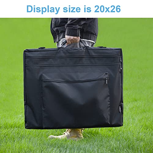 JJRING 20x26 Art Portfolio Tote Bag With Shoulder Strap, Black | Large Carrying Storage Case With Handle For Artwork, Posters, Canvas, And Drawing Boards - size: 20''*26''