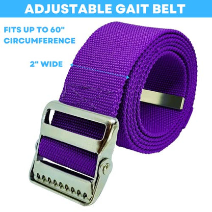 LiftAid Transfer and Gait Belt 60 Inch with Metal Buckle and Loop - Walking, Standing and Transfer Assist Aid for Seniors, Elderly Patients, Caregiver, Nurse, Therapist (Purple) - color: Purple