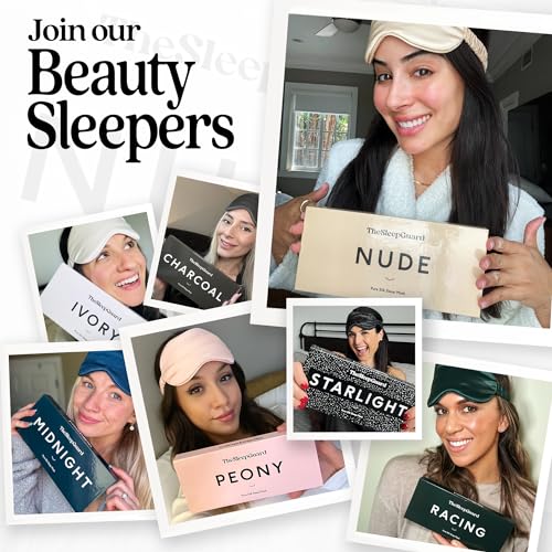 TheSleepGuard Pure Silk Sleep Mask [100% 6A Mulberry Silk, 22 Momme] Light Blocking Travel Essentials. Eye Masks for Sleeping. Black Oeko-Tex Blindfold. Eye Covers for Men & Women - color: Nude Beige
