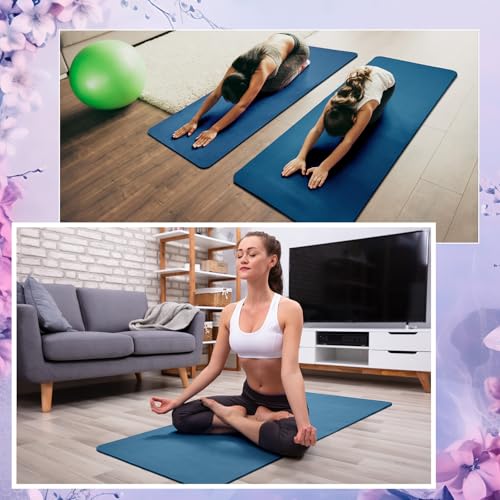 Timgle 6 Pcs 10mm Thick Yoga Mat Bulk 68 x 24 Inches Anti-slip Tear-resistant Exercise Mat Adult Gym Mats for Fitness, Stretching, Workout and Studio, Outdoor Yoga, Pilates - color: Navy Blue