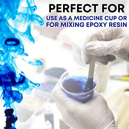 [100 Pack - 1oz] Epoxy Resin Mixing/Medicine Cups with 50 Bonus Mixing Sticks - 1 Ounce Graduated Plastic Cups (1 Sleeve) - EpoxyStix - size: 100ct with 50 Stir Sticks