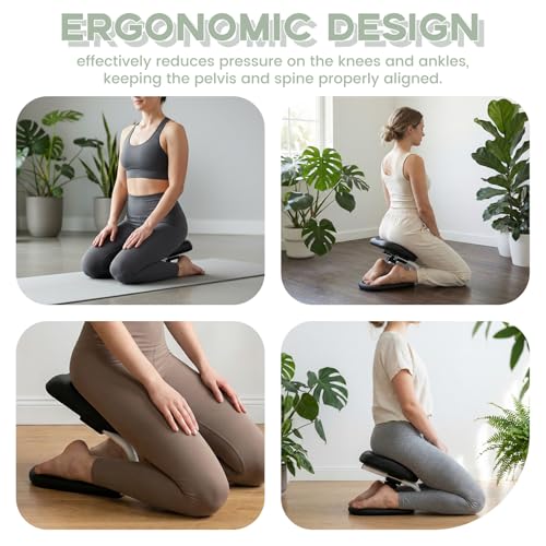 Adjustable Meditation Bench, Ergonomic Kneeling Stool for Yoga & Prayer