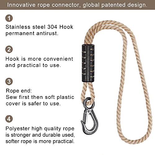 BeneLabel 1Pcs 59" Tree Swing Ropes Tree Swing Strap for Hanging Hammock - color: Off-White, size: 59"