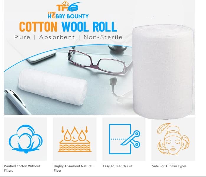 Pure Cotton Roll 100% High Absorbent Organic and Soft Multipurpose Use for Makeup Remover Medical Use Cotton Salon Beauty Use for Baby Care (100 Gram)