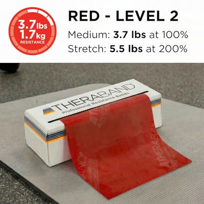 THERABAND Resistance Bands, Workout Band, Exercise, Physical Therapy, Red - color: Red - Medium