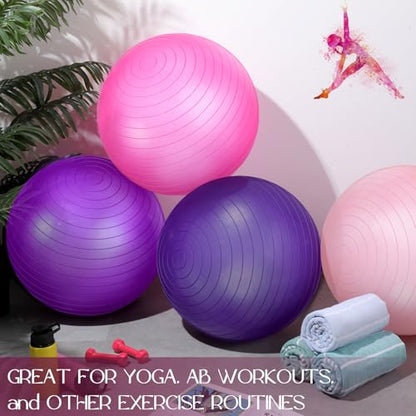 Leyndo 4 Pcs 26 Inch Yoga Exercise Ball Pilates - color: Vivid Color