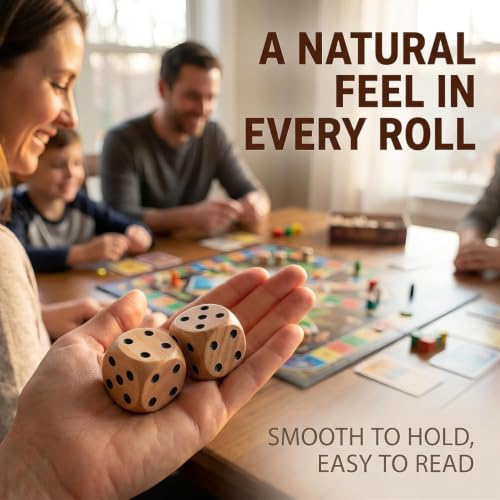 10Pcs Wooden D6 Dice Set, 20mm Round Corner, 6 Sided Gaming Dice for Adults Standard Game Dice