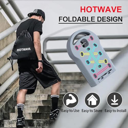 HOTWAVE Push Up Board, Portable PushUp Board, Foldable 20 in 1 Push Up Bar - color: Grey